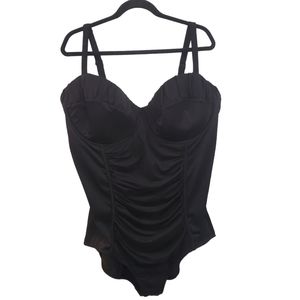Catherines 28W Black One Piece Swimsuit with Underwire and rouched